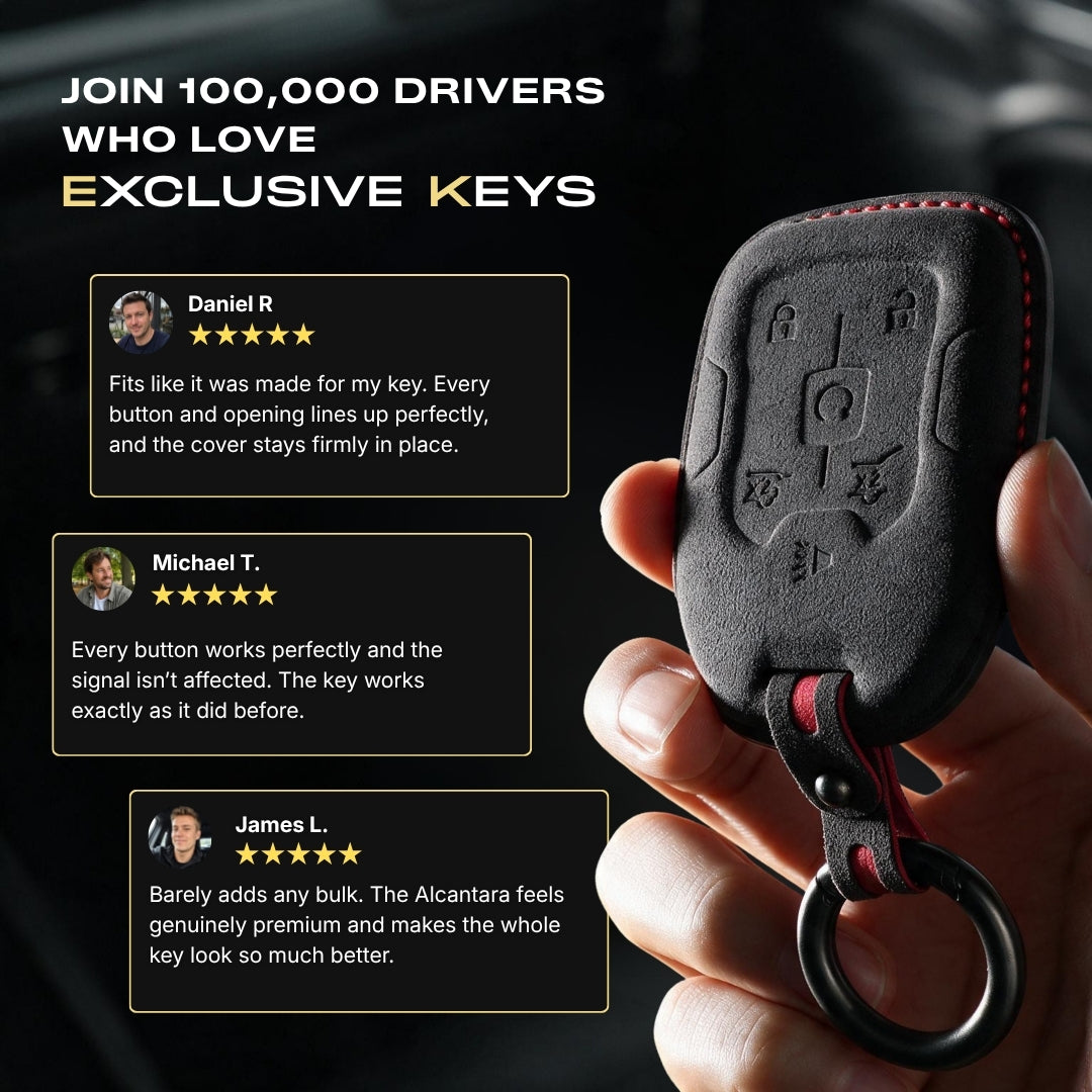 Chevrolet & GMC Key Fob Cover — Official Alcántara® | Silverado, Suburban, Yukon Denali & More (6 Buttons)