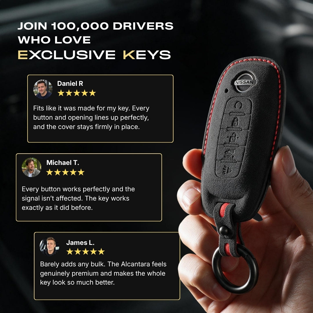 Funda Nissan — Alcántara® Oficial | X-Trail, Qashqai, Rogue & More (5 Buttons)