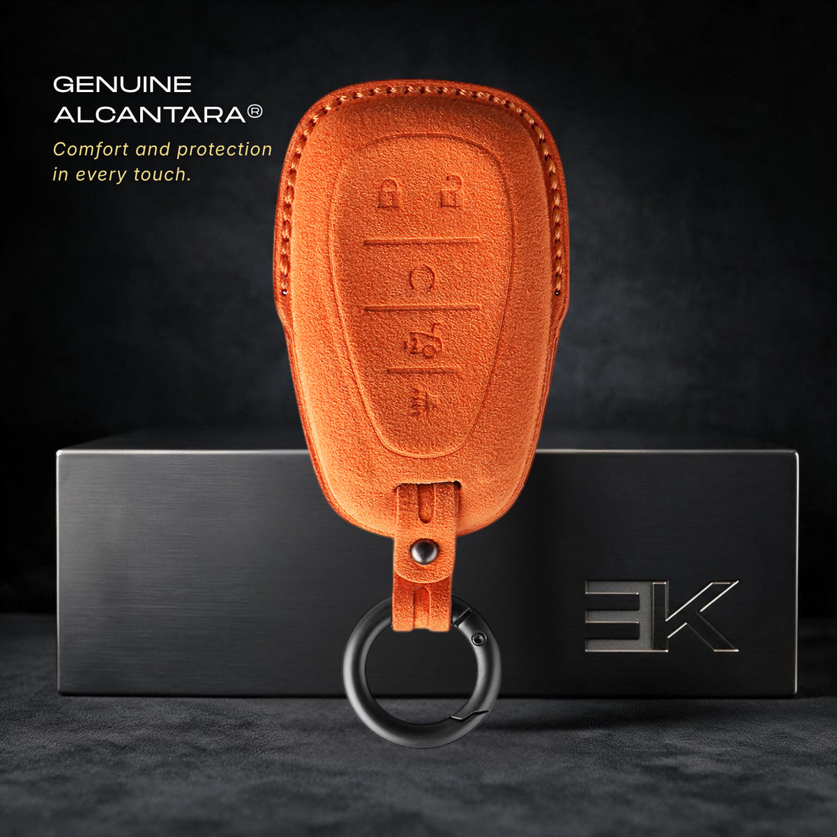 Chevrolet & GMC Key Fob Cover — Official Alcántara® | Camaro, Silverado, Tahoe, Suburban, Malibu, Equinox, Traverse, Corvette & More (5 Buttons)