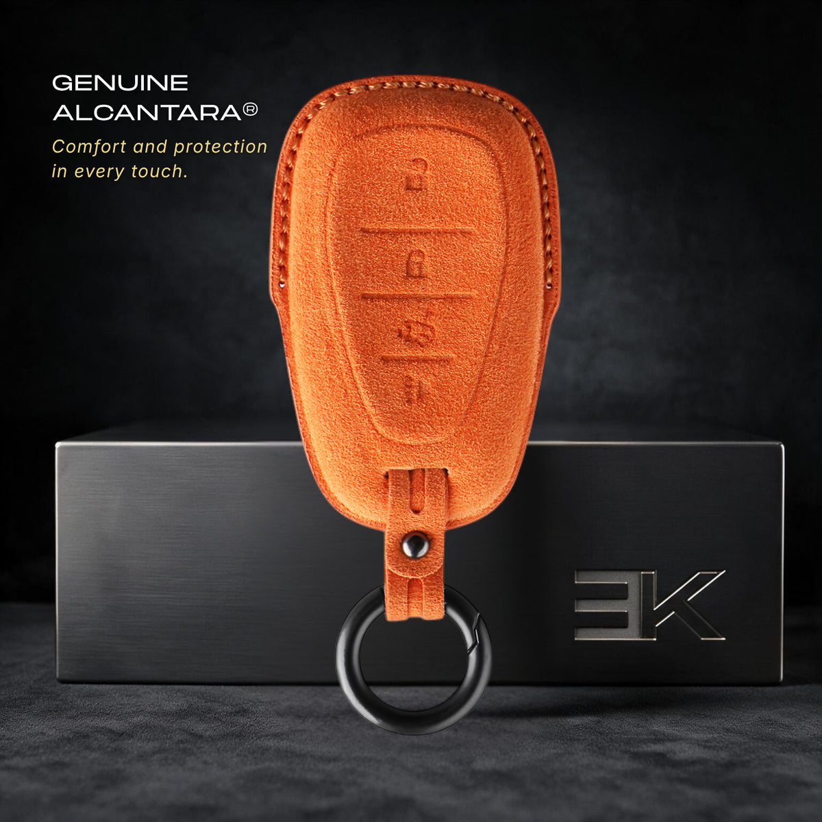 Chevrolet Key Fob Cover — Official Alcántara® | Camaro, Silverado, Tahoe, Suburban, Malibu, Equinox, Traverse, Corvette & More (4 Buttons)
