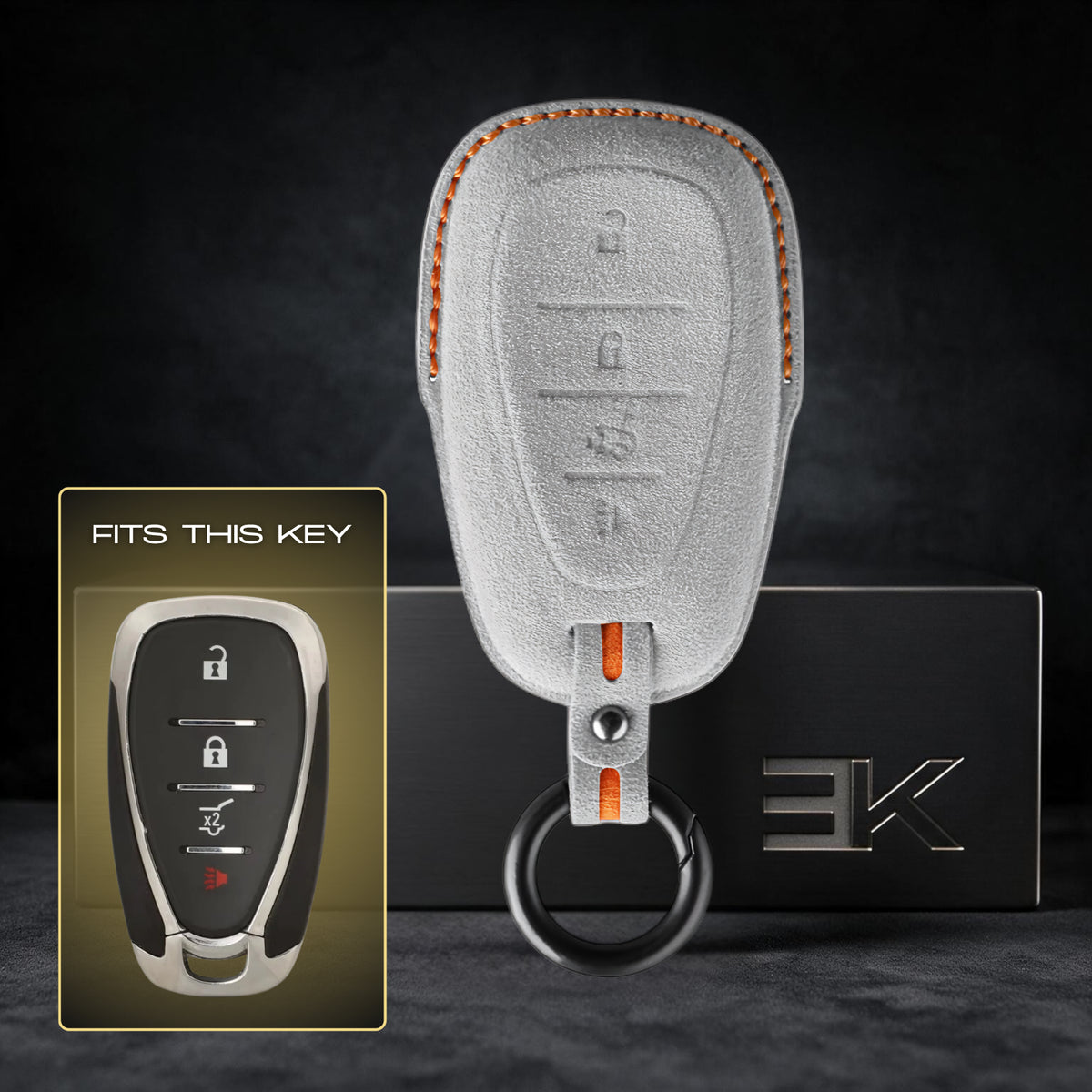 Chevrolet Key Fob Cover — Official Alcántara® | Camaro, Silverado, Tahoe, Suburban, Malibu, Equinox, Traverse, Corvette & More (4 Buttons)
