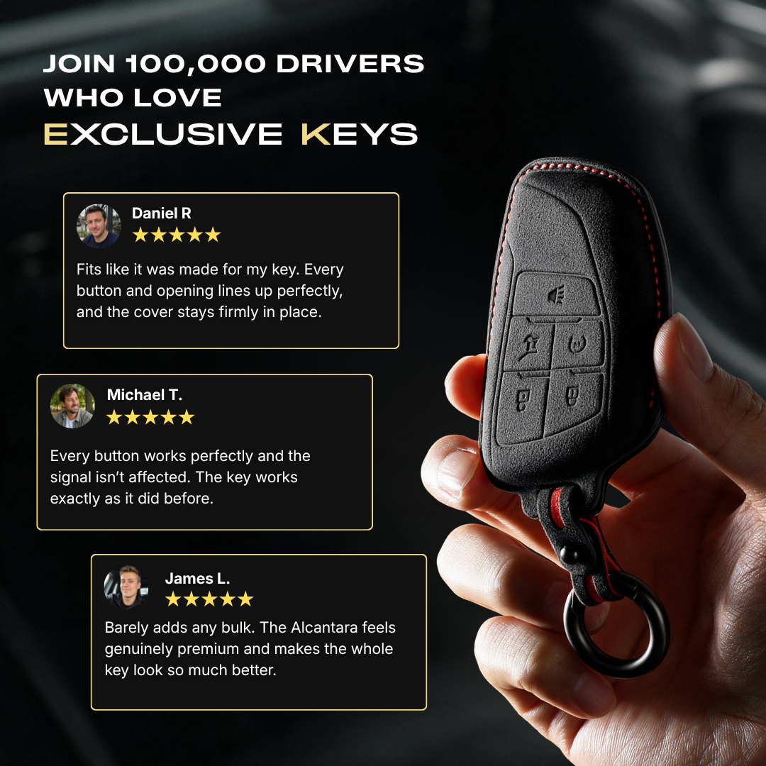 GMC · Chevrolet Key Fob Cover — Official Alcántara® | Sierra, Tahoe, Yukon & More (5 Buttons)