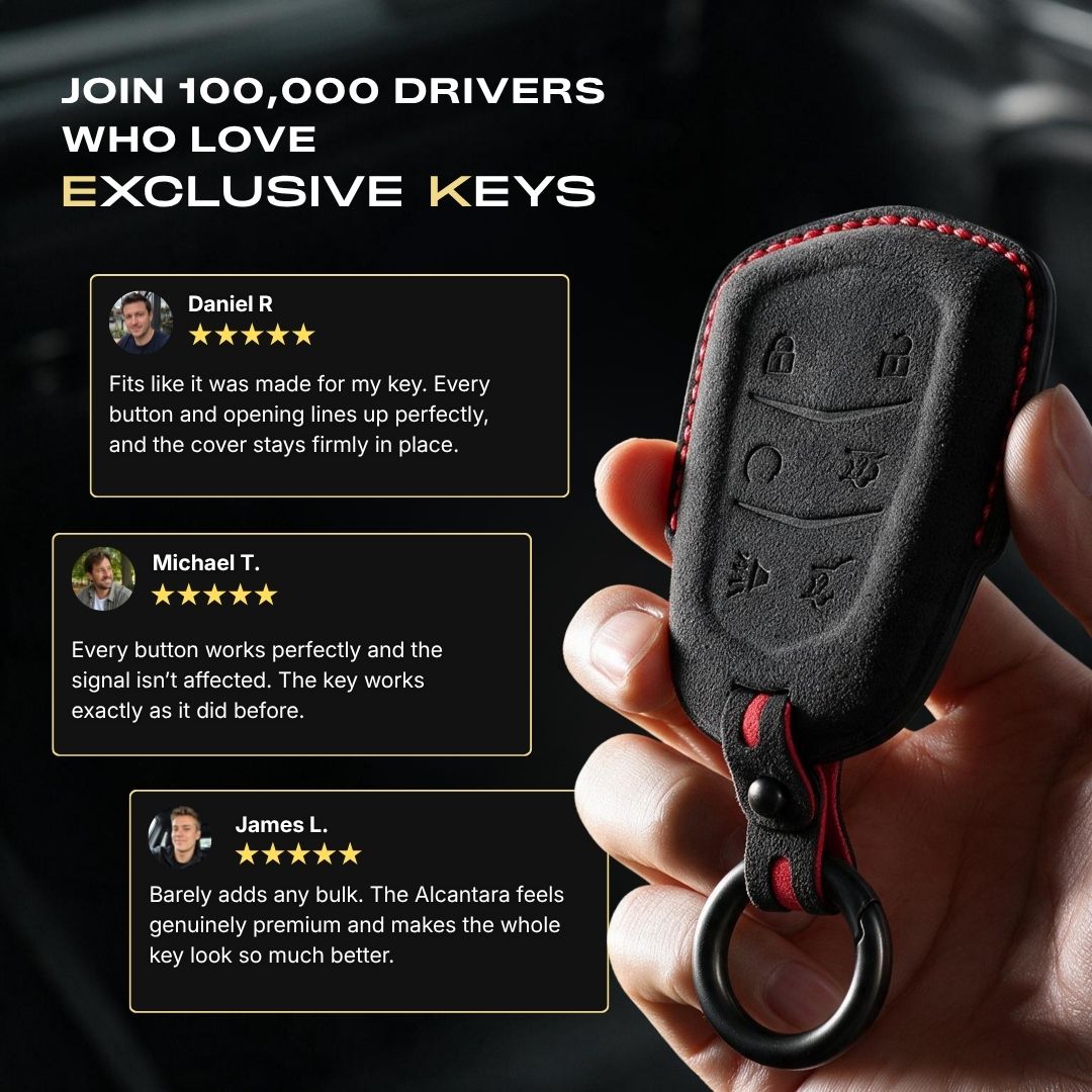 Cadillac Schlüsselhülle — Offizielle Alcántara® | Escalade, Escalade IQ, Lyriq & More (6 Buttons)